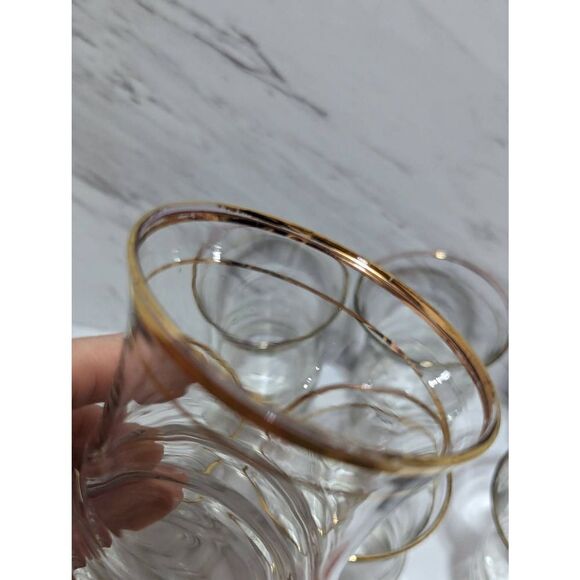 Anchor Hocking 1940's Gold Trim set of 10 Hour Glass 10oz Drinkware - Picture 4 of 8